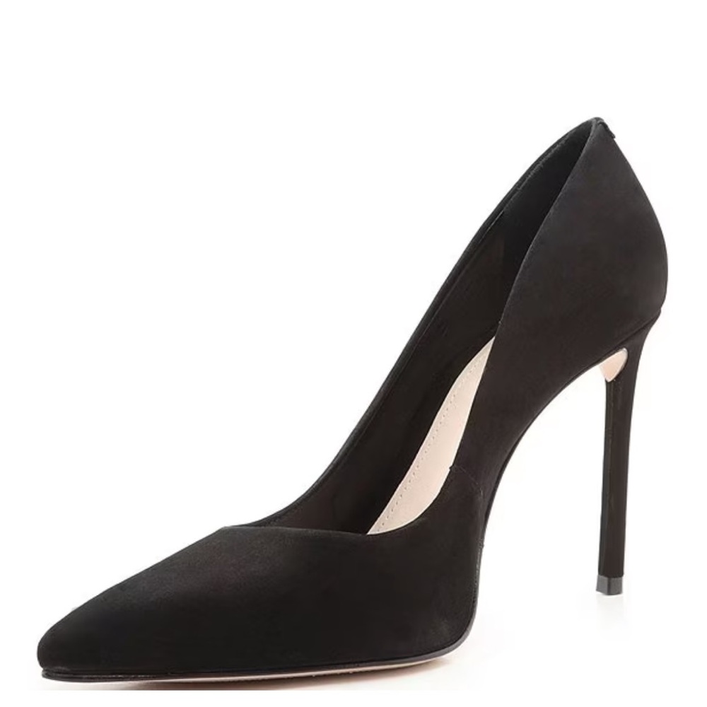 Schutz Lou Pointed Toe Pump in Black Suede